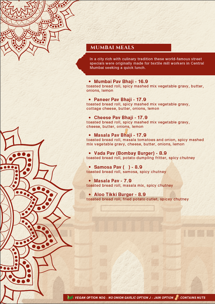 Menu, Taj Indian Sweets & Restaurant Surry Hills