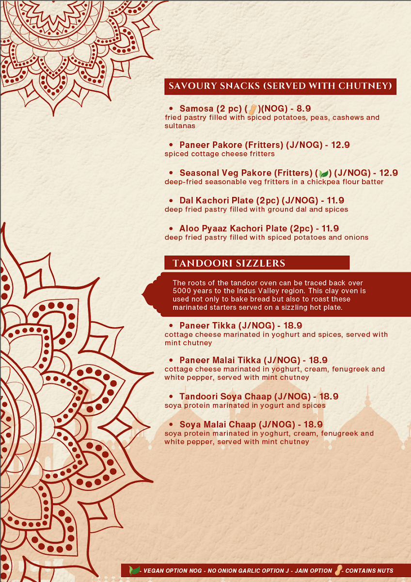 Menu, Taj Indian Sweets & Restaurant Surry Hills
