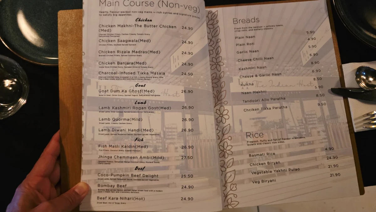 Menu, The Indian Host