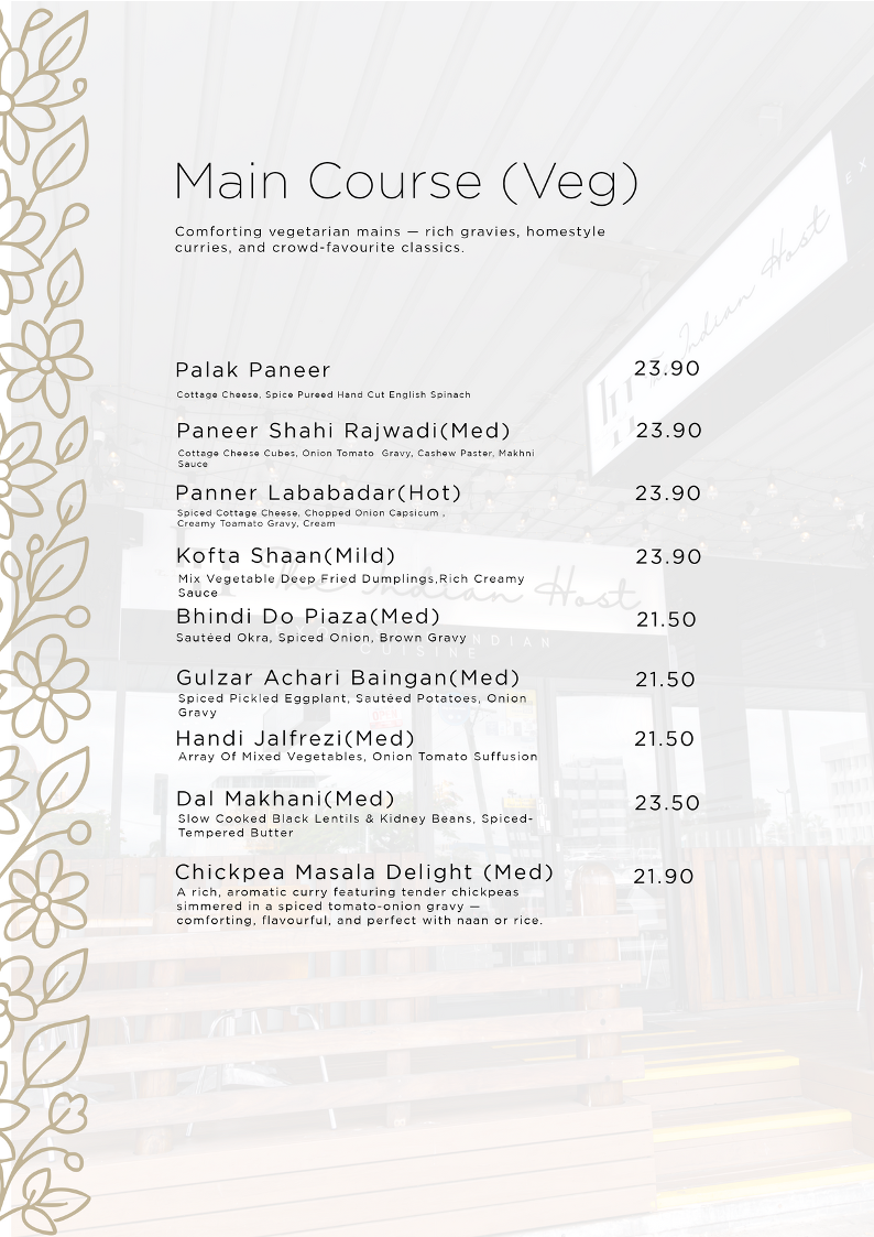 Menu, The Indian Host