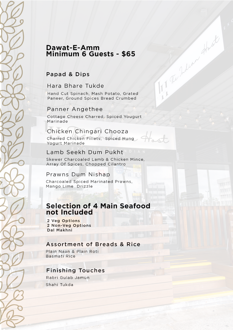 Menu, The Indian Host