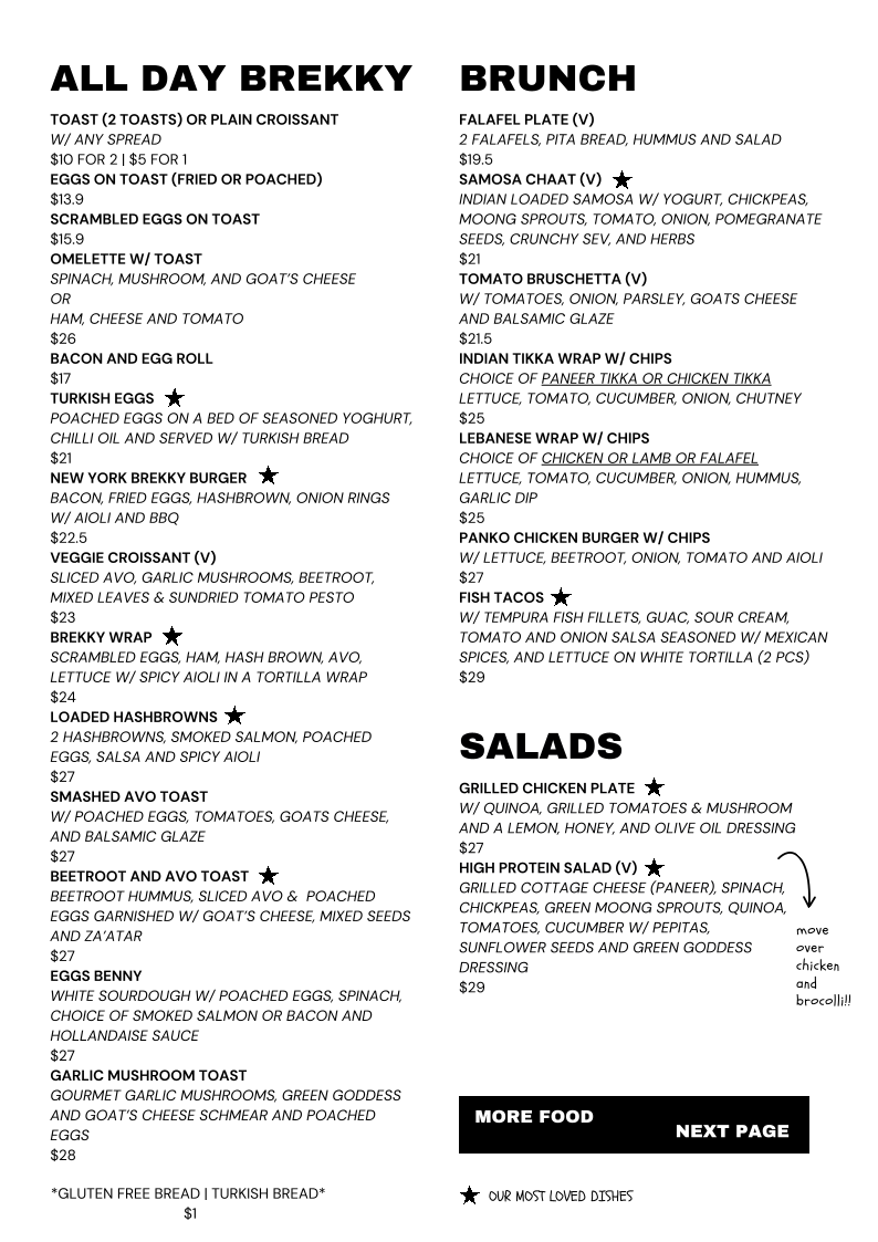Menu, Chambers fine coffee @ Macquarie Kiosk