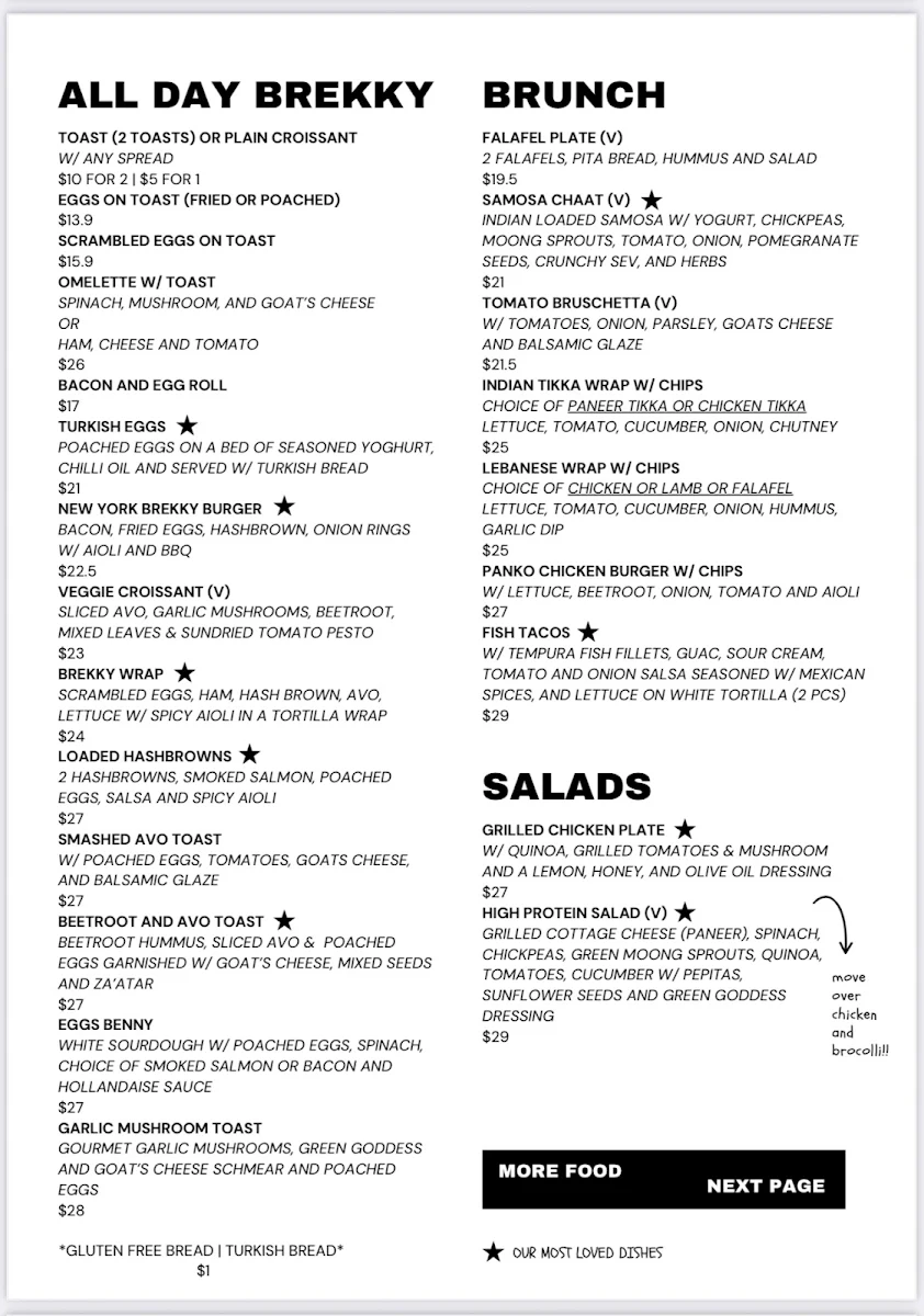 Menu, Chambers fine coffee @ Macquarie Kiosk