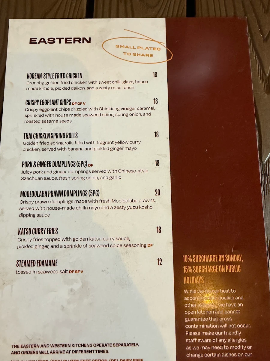 Menu, Dakabin Hotel