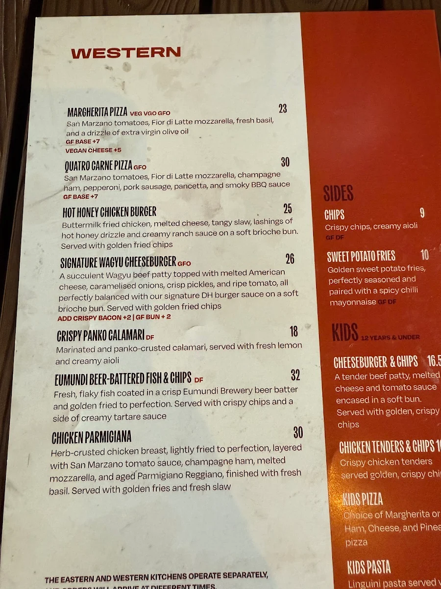 Menu, Dakabin Hotel