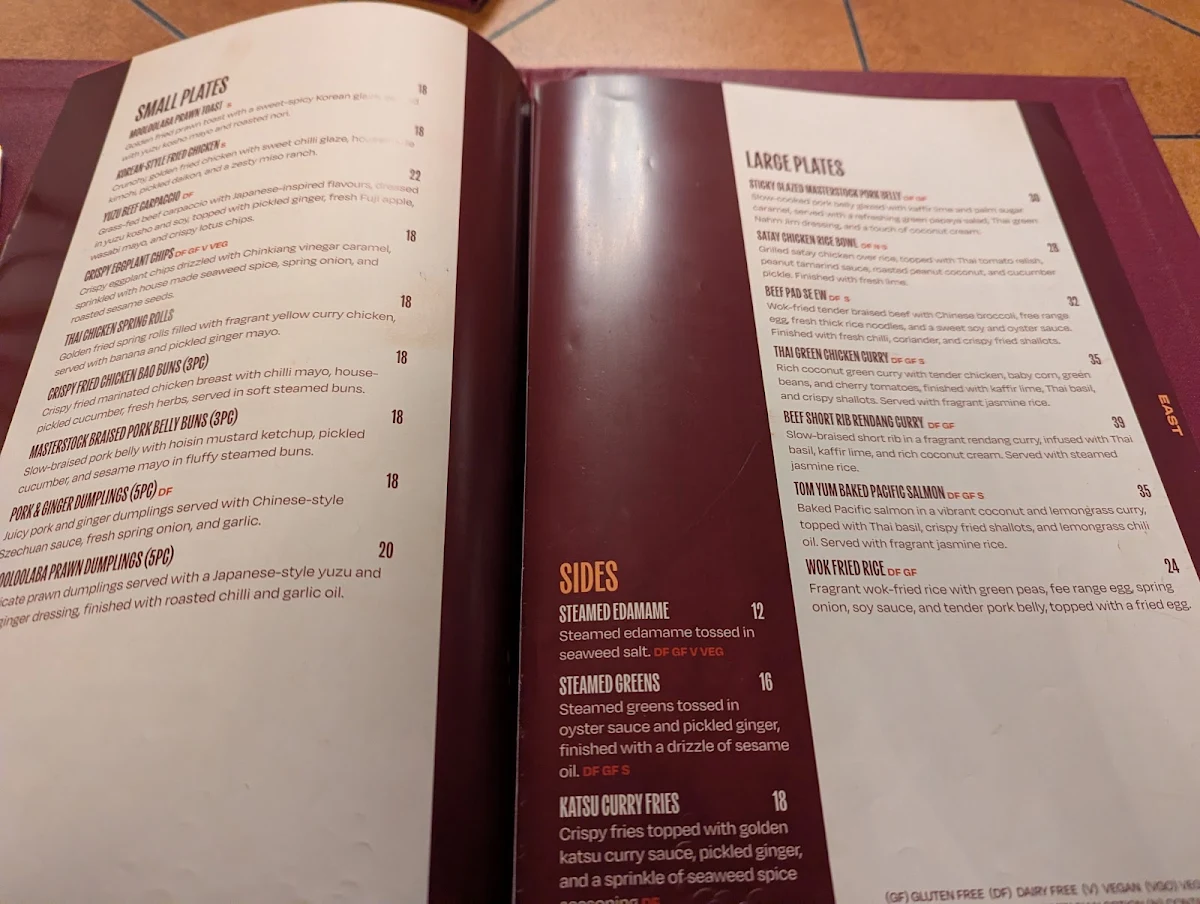 Menu, Dakabin Hotel