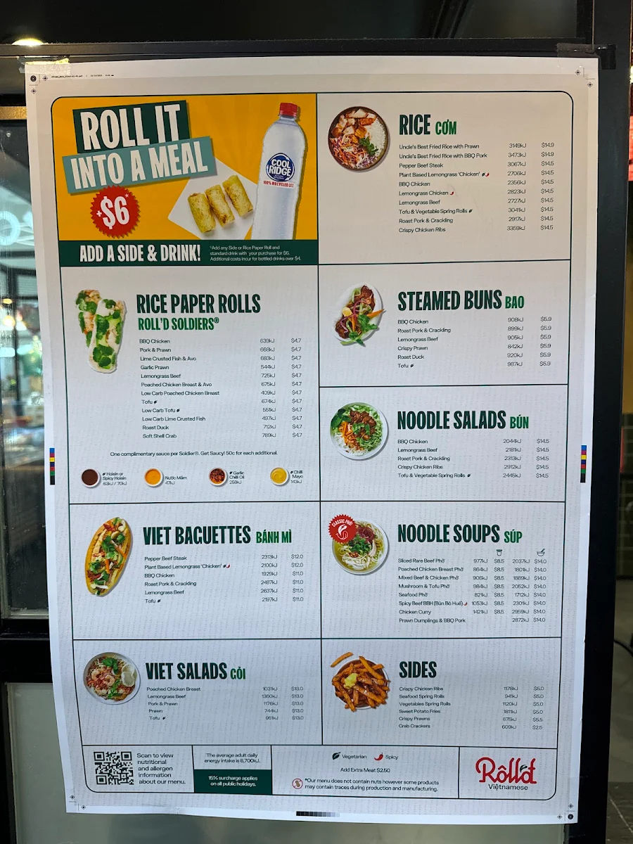 Menu, Roll'd St Ives