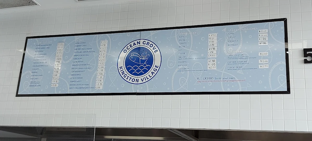 Menu, Kingston Village Fish & Chips Ocean Grove