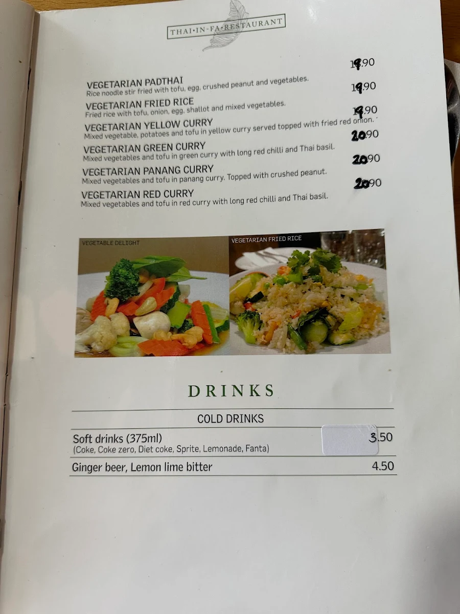 Menu, Thai In-fa Cabarita Restaurant