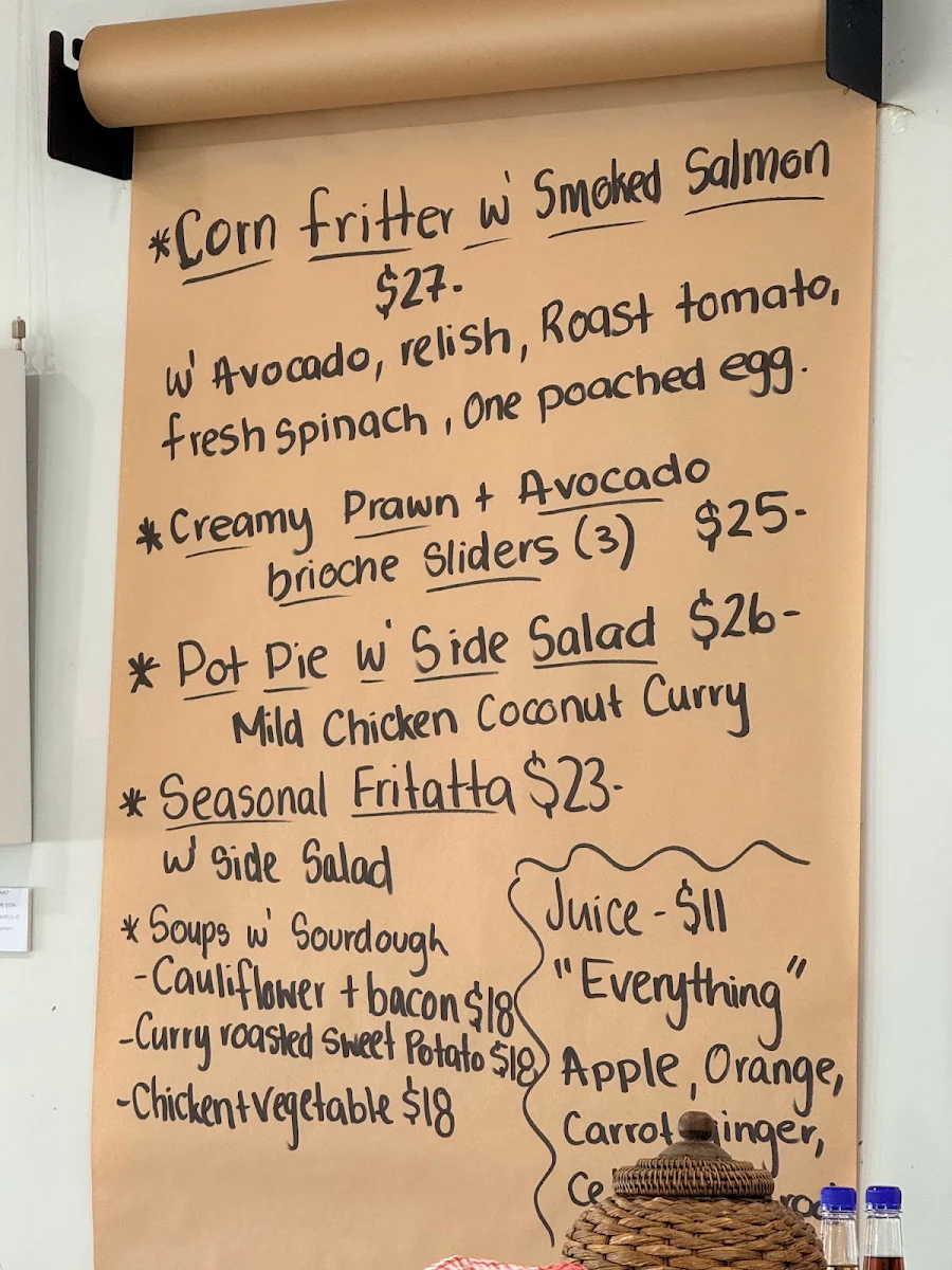 Menu, Minnamurra General Store & Cafe