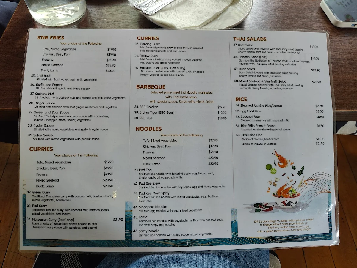 Menu, Thai Silk Restaurant
