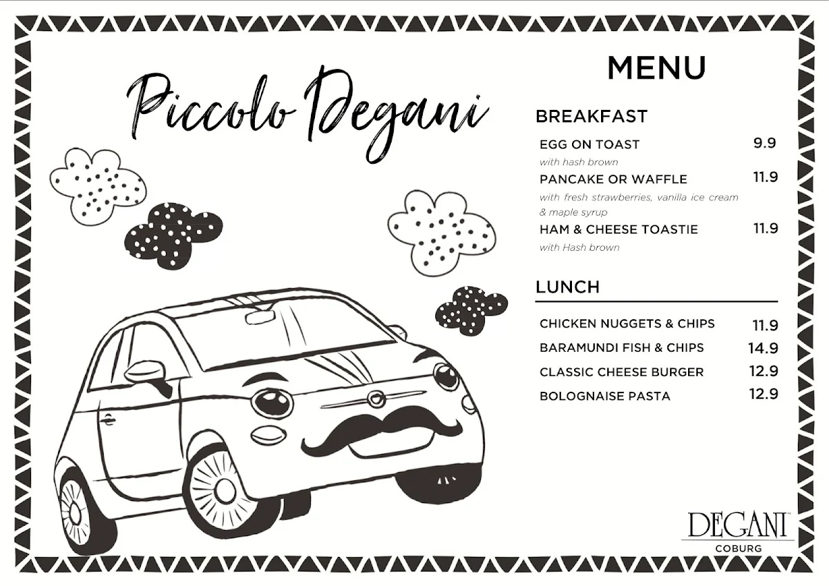 Menu, Degani Coburg Hill