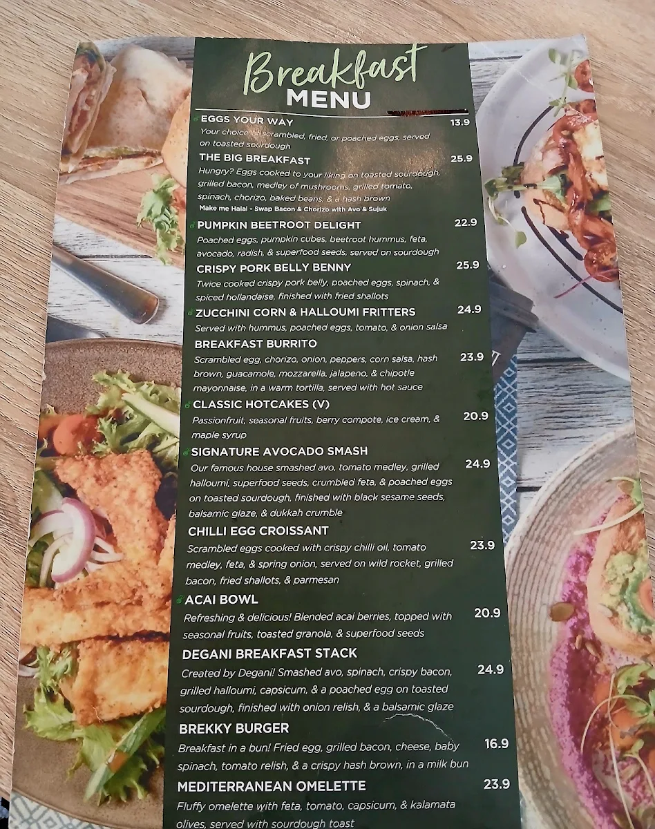 Menu, Degani Coburg Hill