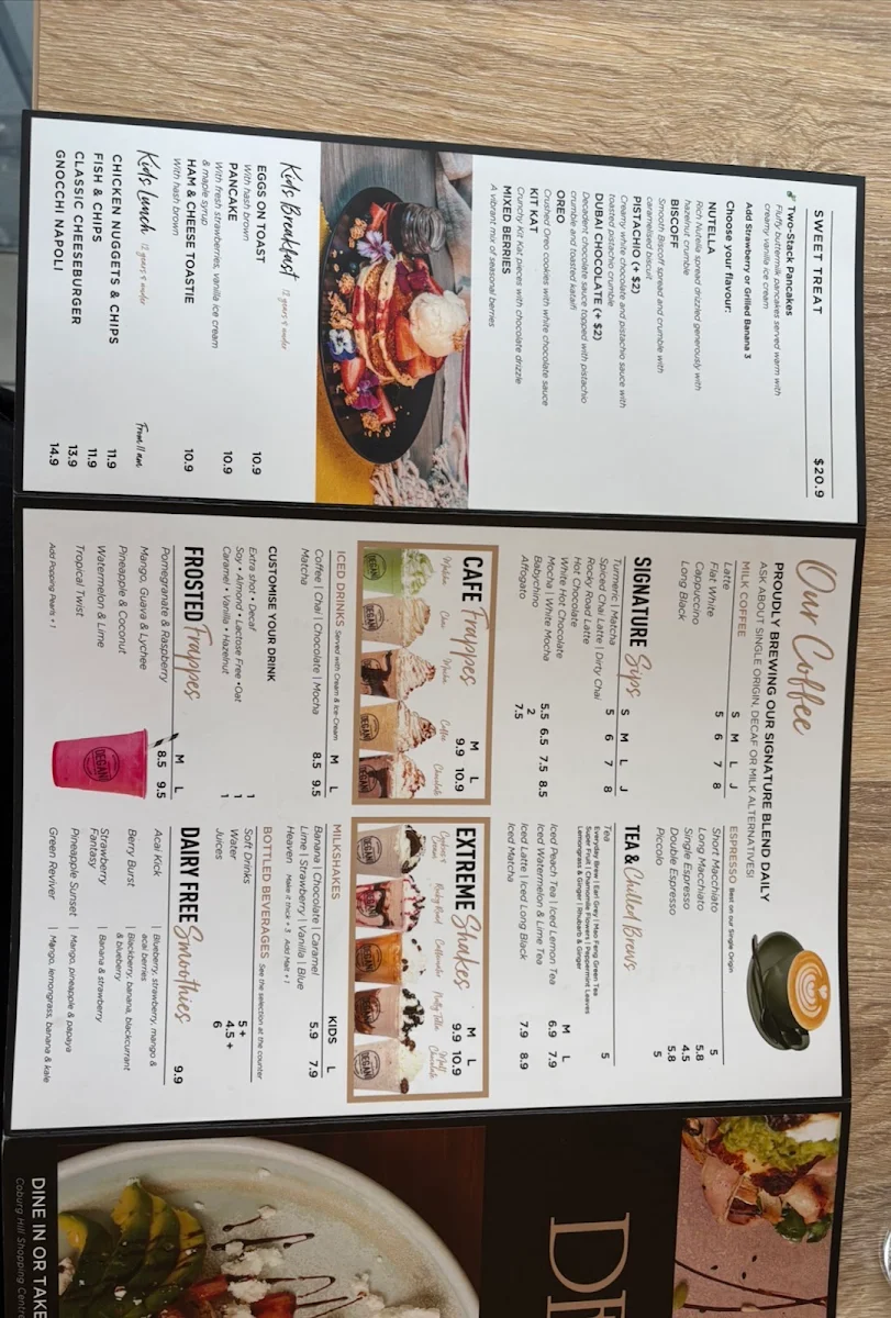 Menu, Degani Coburg Hill