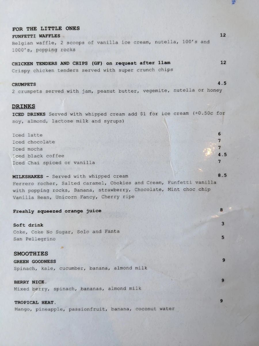 Menu, Brown Cow Cafe