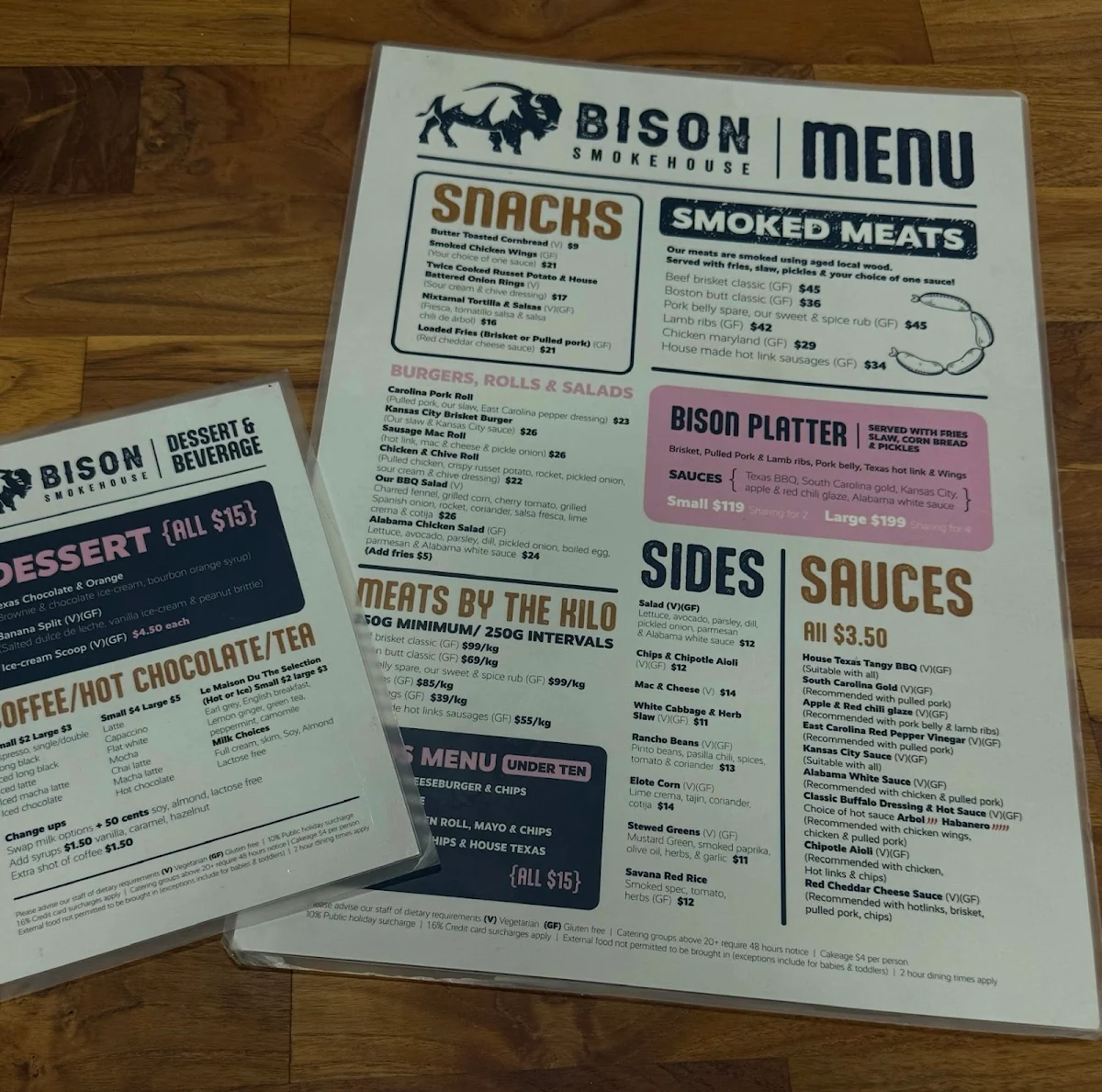 Menu, Bison Smokehouse & Bar