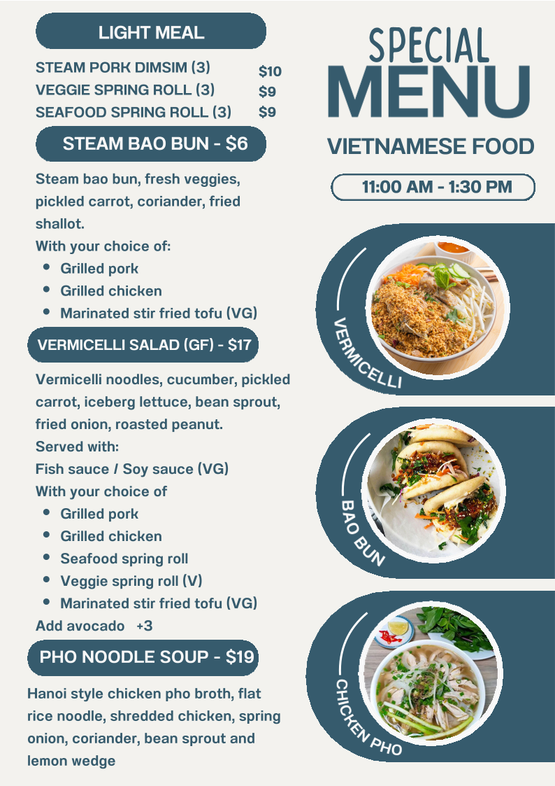 Menu, Flawsome Café