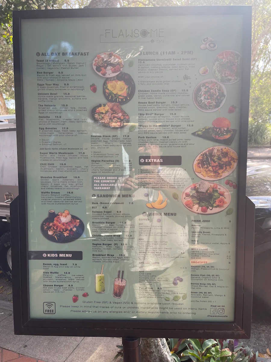 Menu, Flawsome Café
