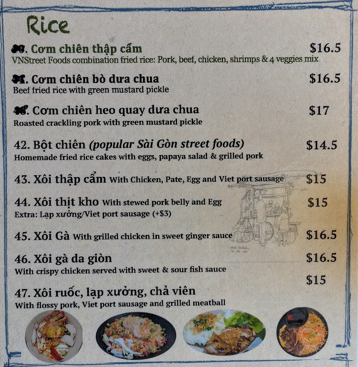 Menu, Vn Street Foods