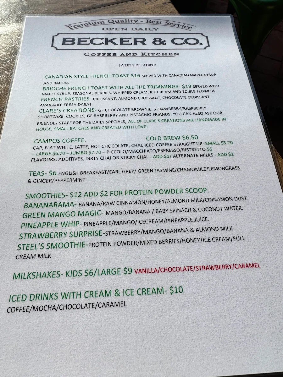 Menu, Becker & Co.