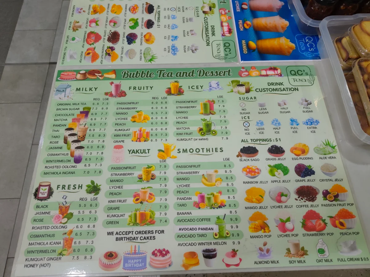 Menu, QC's Tea