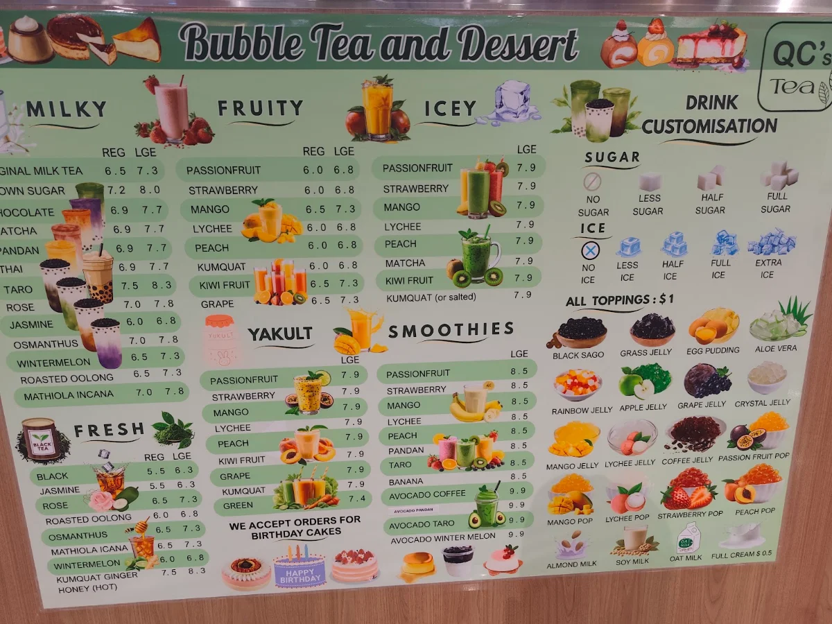 Menu, QC's Tea