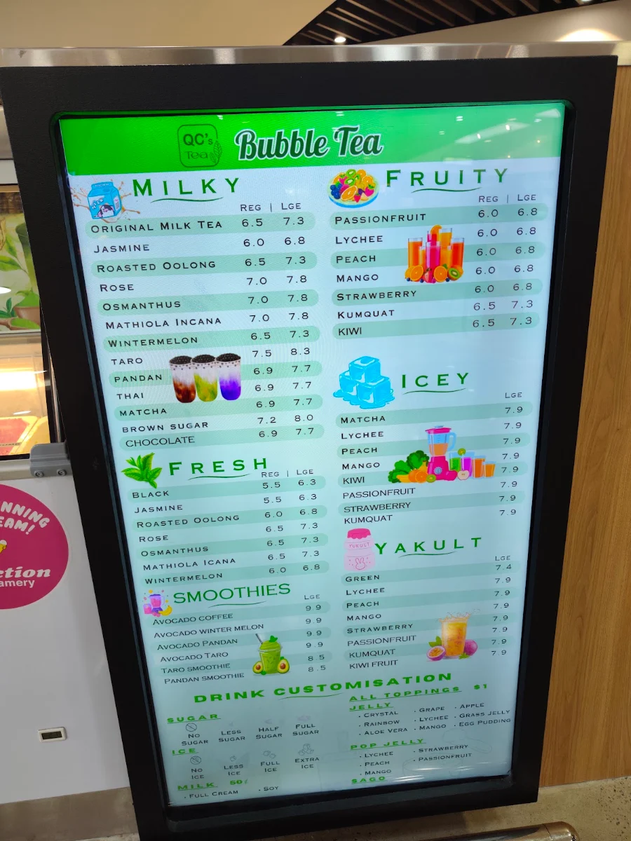 Menu, QC's Tea