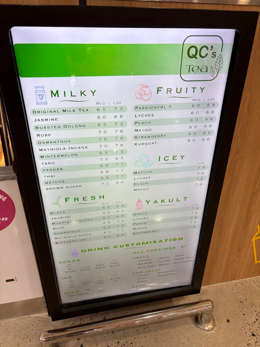 Menu, QC's Tea