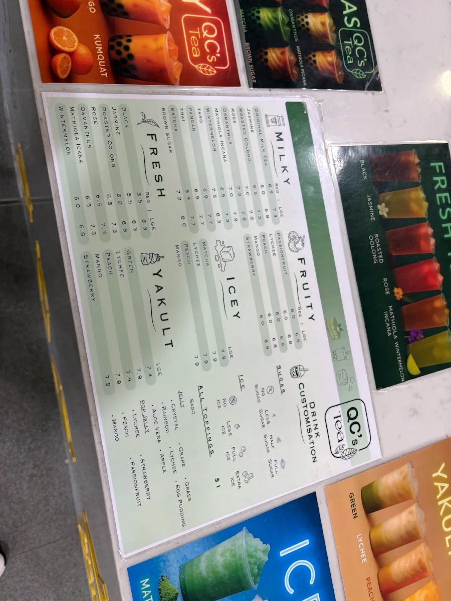 Menu, QC's Tea