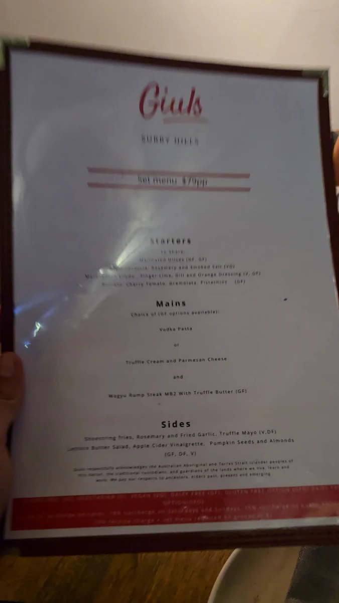 Menu, Giuls