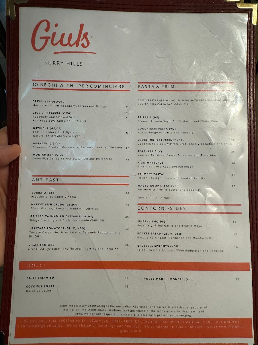 Menu, Giuls