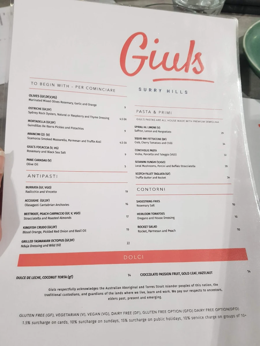 Menu, Giuls