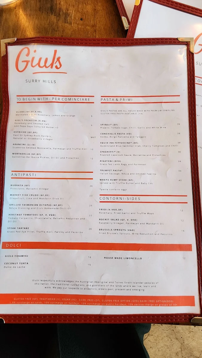Menu, Giuls