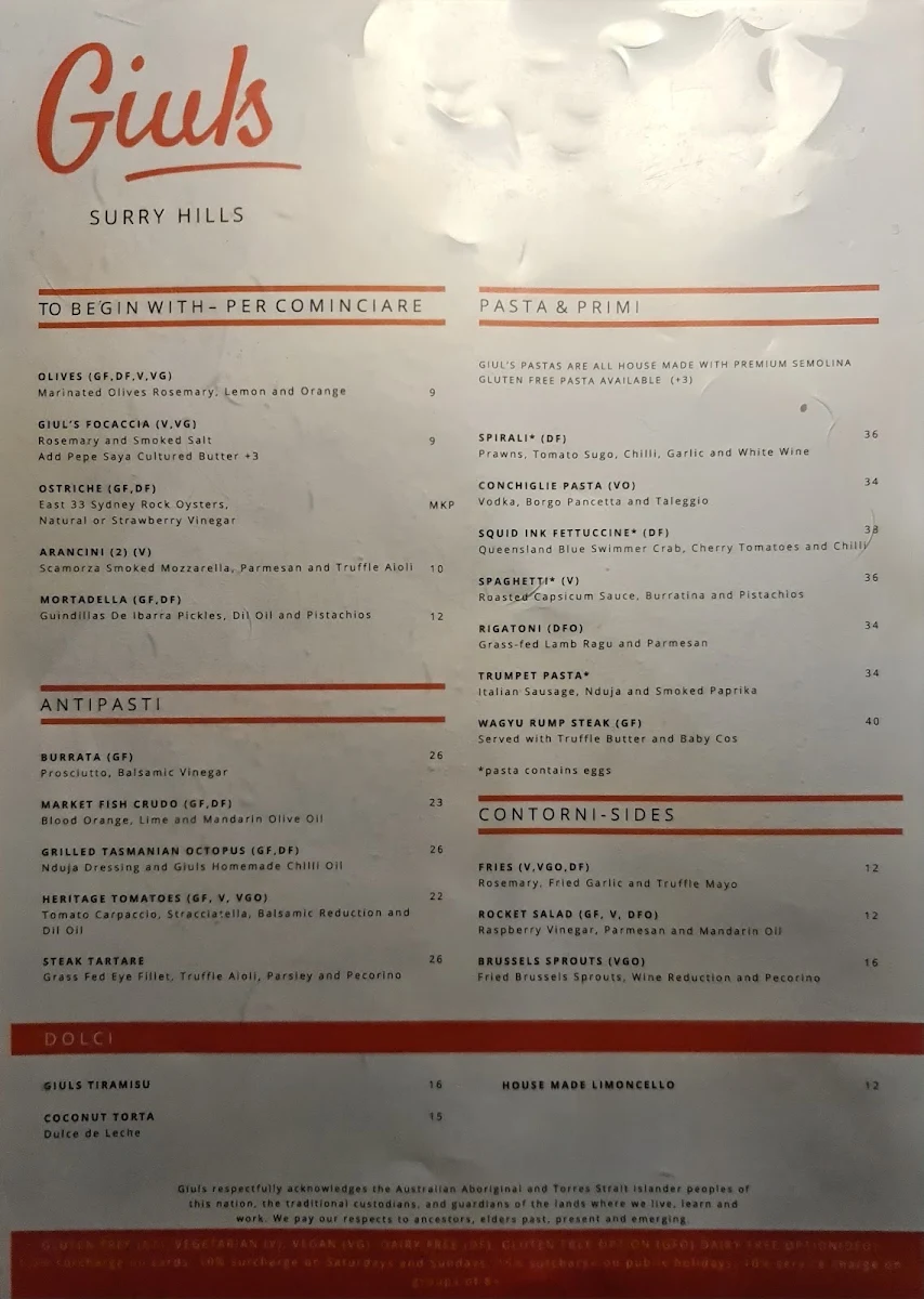 Menu, Giuls