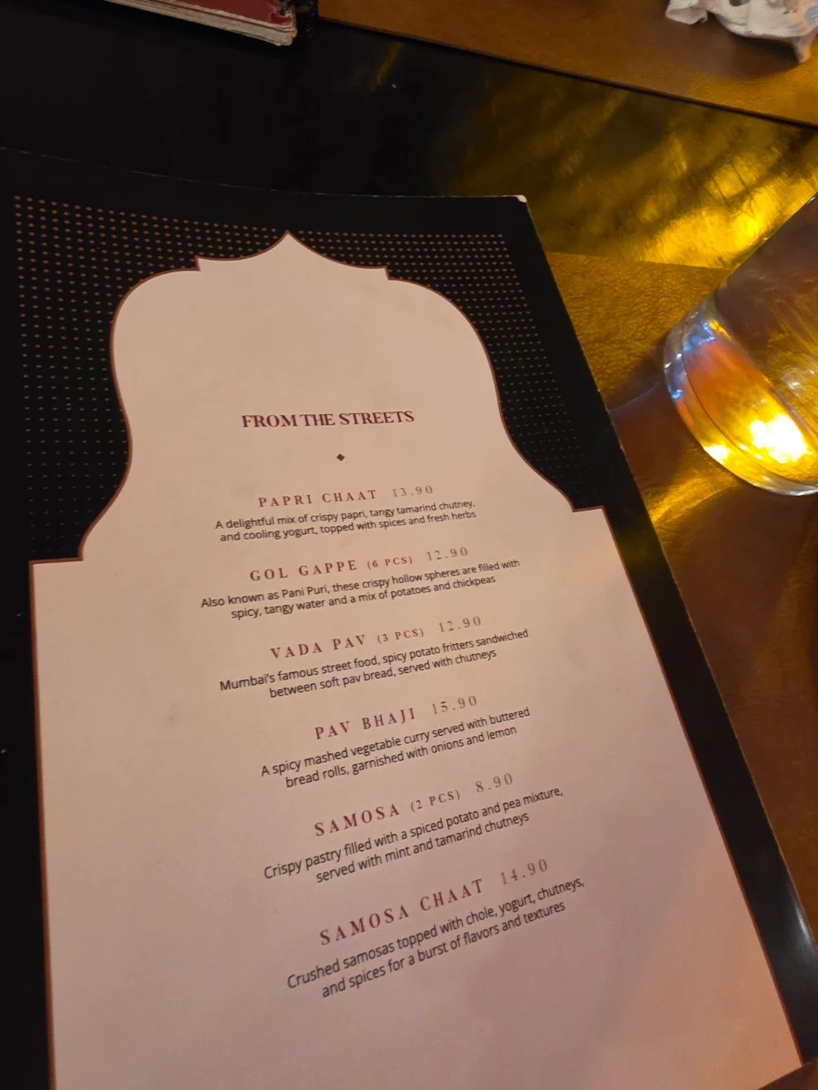 Menu, Thaali - Indian Restaurant (Contemporary Indian Cuisine)
