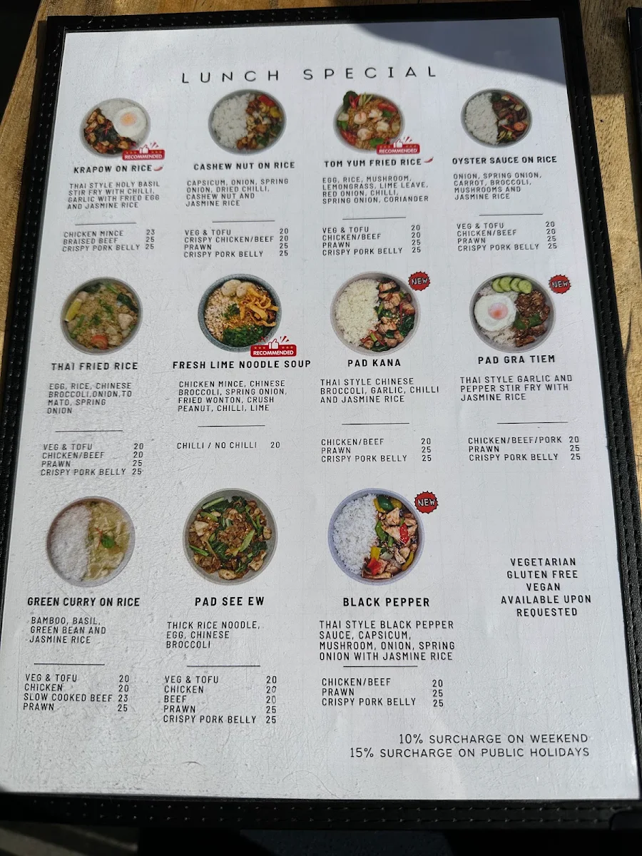 Menu, SUM Cafe and Thai eatery