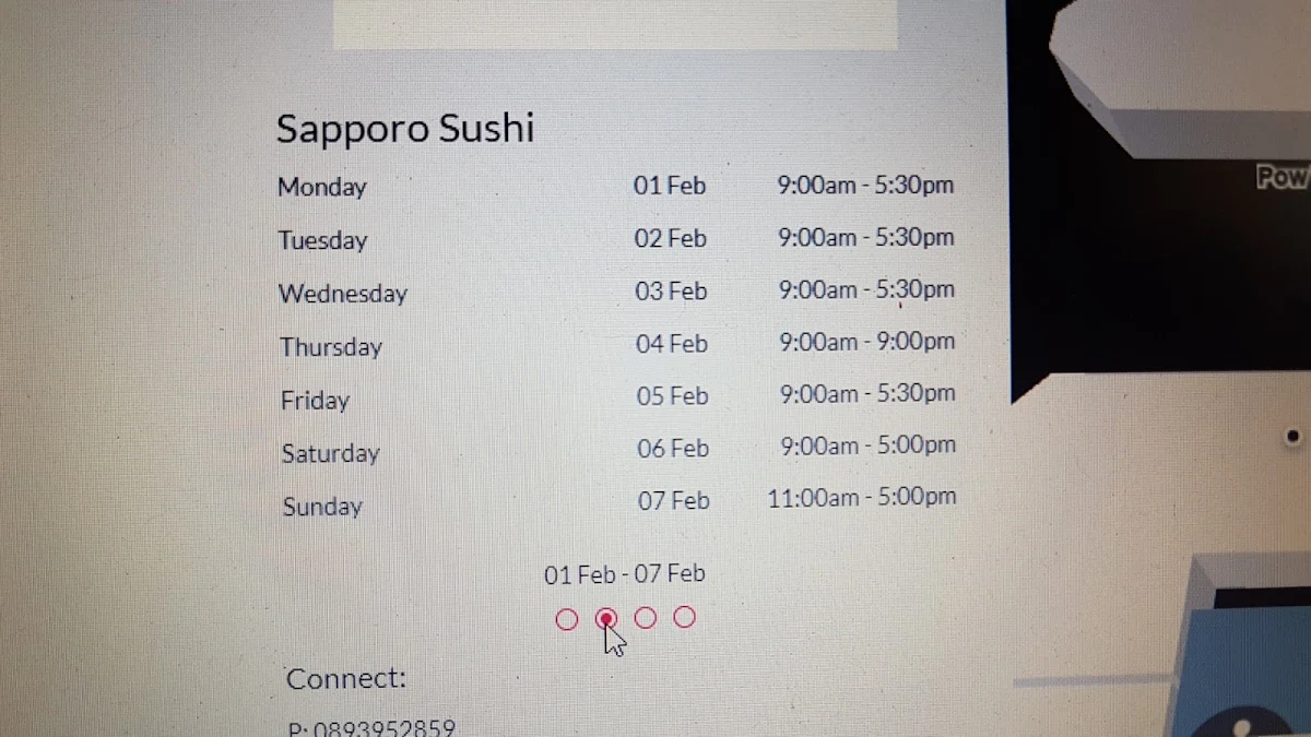Menu, Sapporo Sushi