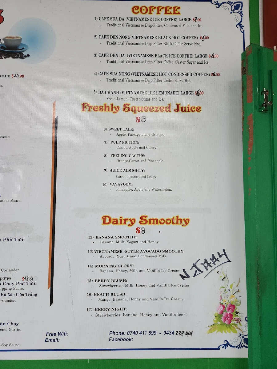 Menu, Viet Fresh Noodles