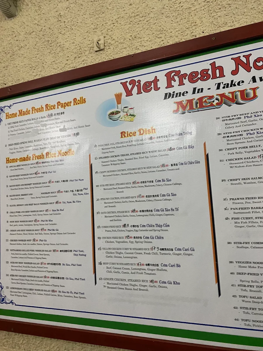 Menu, Viet Fresh Noodles