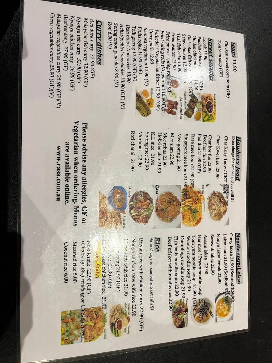 Menu, Rasa Rasa
