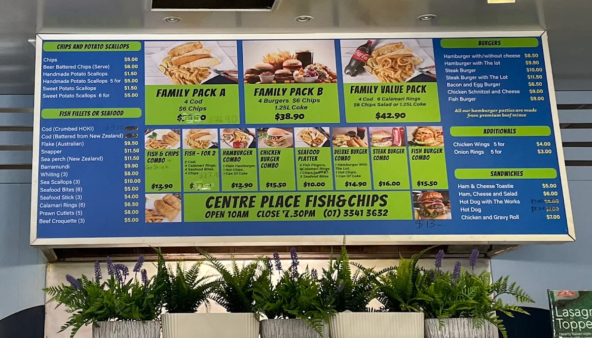 Menu, Centre Place Fish & Chips