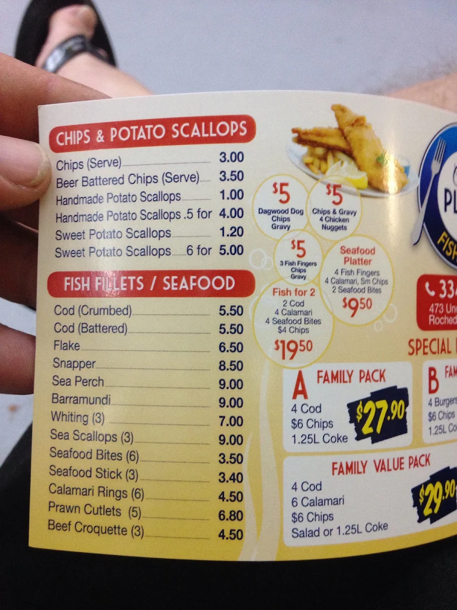 Menu, Centre Place Fish & Chips
