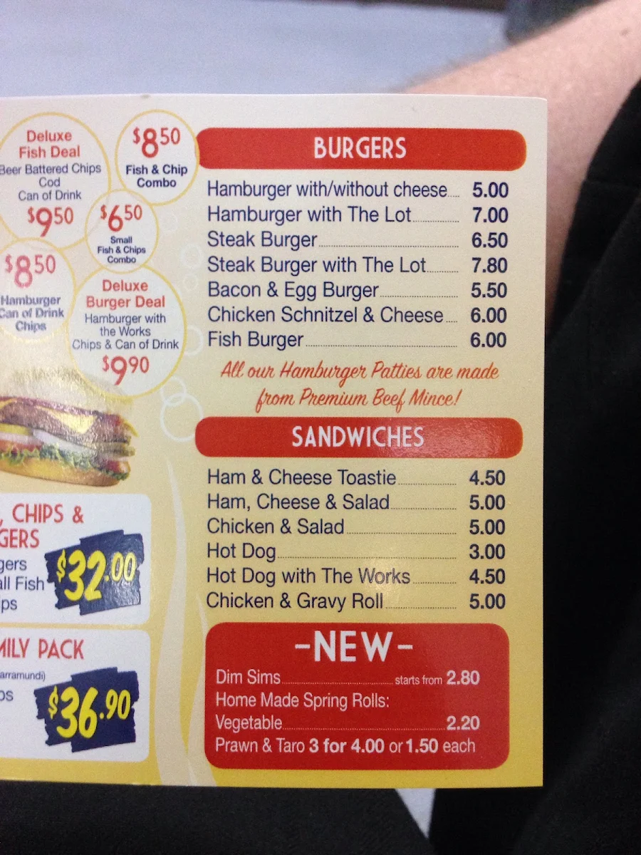 Menu, Centre Place Fish & Chips