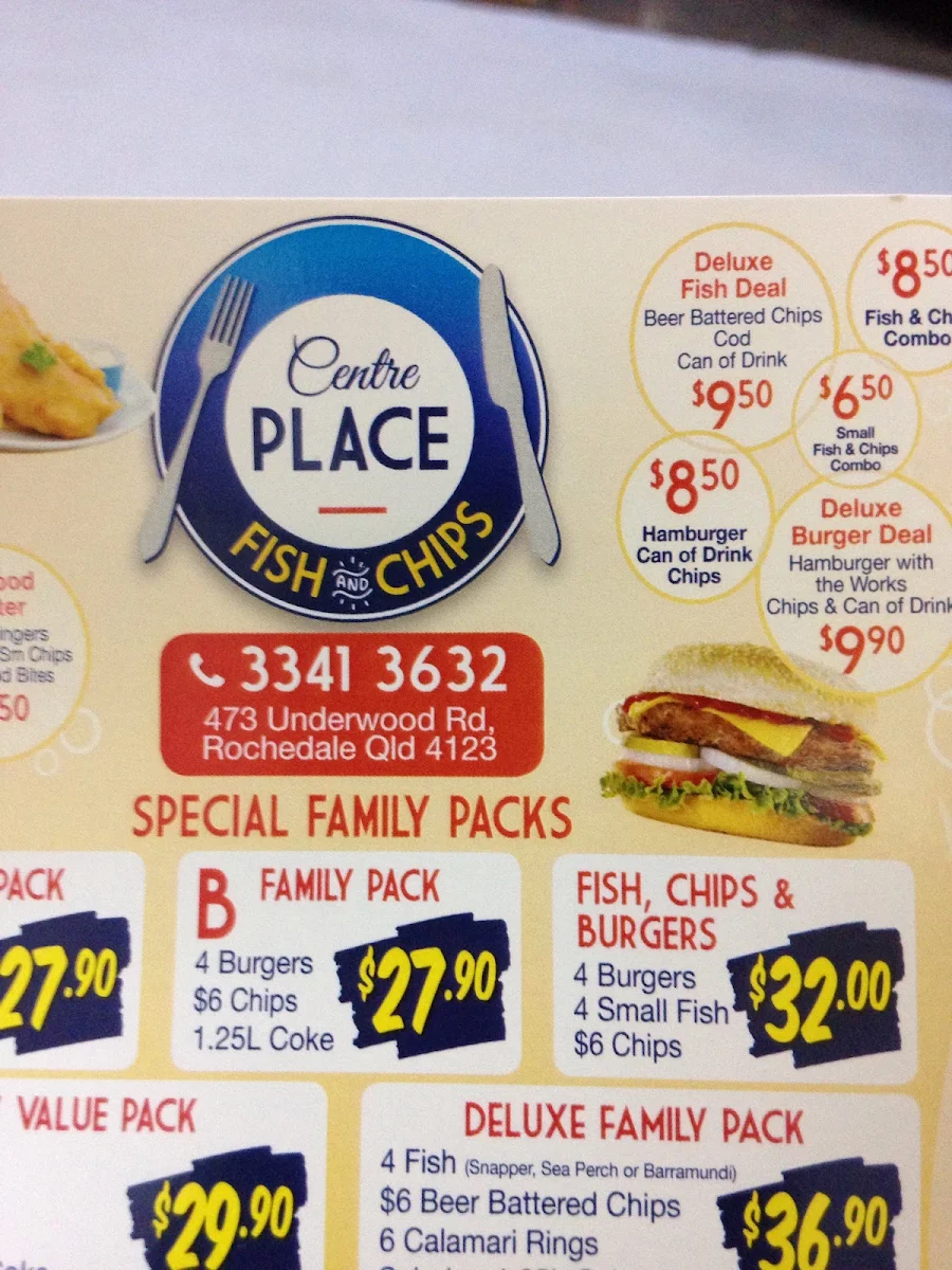 Menu, Centre Place Fish & Chips