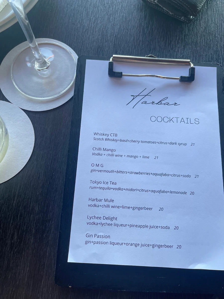 Menu, The Harbar Bermagui