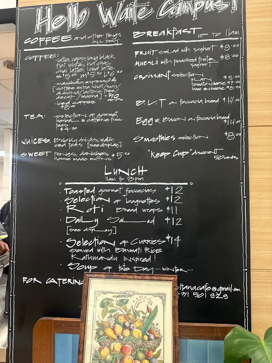 Menu, Beltana Cafe, McLeod House