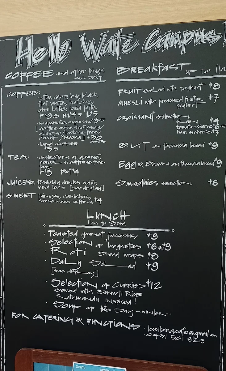 Menu, Beltana Cafe, McLeod House