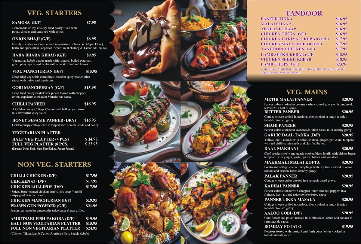 Menu, Tikka junction cafe & restaurant
