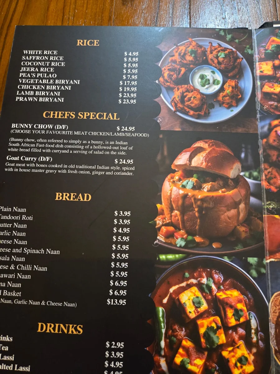 Menu, Tikka junction cafe & restaurant