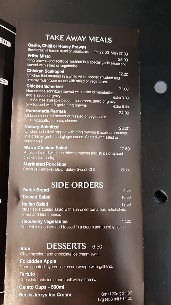 Menu, Zingarelli Pizza